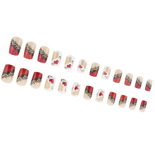 24 Stück glitzernde Nägel zum Aufdrücken, französische Spitze,