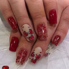 24x Valentinstag-Press-on-Nail, glitzernde