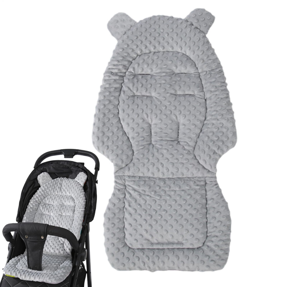 Stroller Liner Double Sided Stroller Cushion Mat Breathable Cotton Pad Grey for Stroller and Car Seat