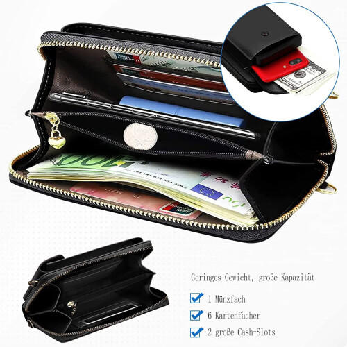 Τσάντα Crossbody με φερμουάρ για γυναίκες, καλά οργανωμένο πορτοφόλι με τσαντάκια και 2