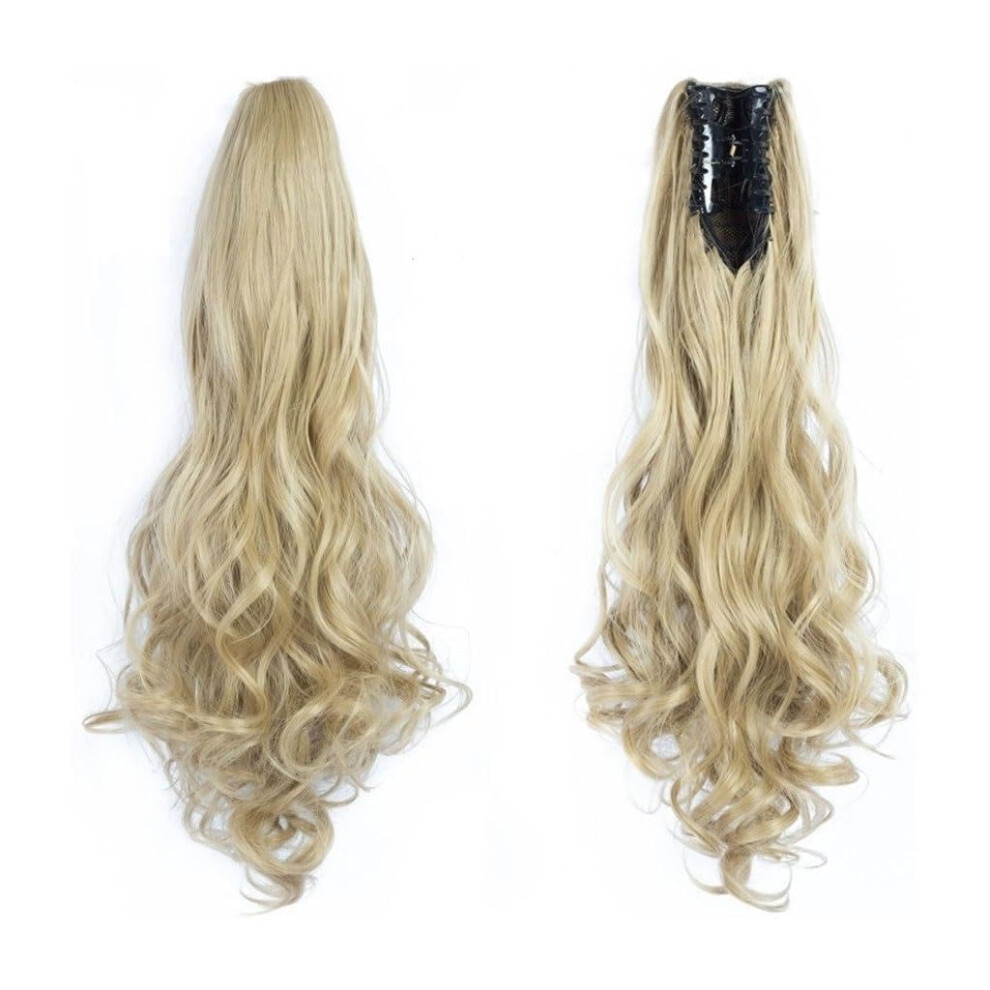 Hair Extensions Synthetic Bun Ponytail 22 Inch Curly Wavy Claw Clip Wig Color SH88 24