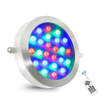 Submersible Fountain Light RGB Lamp With Remote, IP68 Stainless Steel, 12/24V Spotlight For Pond/Fish Tank, 15W AC12V