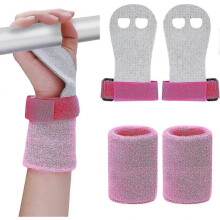 (Rosa) Conjunto de 2 faixas de pulso para ginástica infantil, ideais para exercícios e treinos de ginástica.