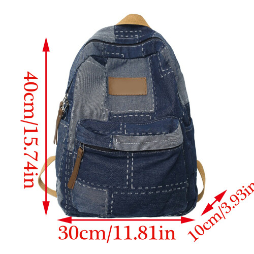 Reiserucksack Denims Patched Rucksack Schultasche-Schwarz 1