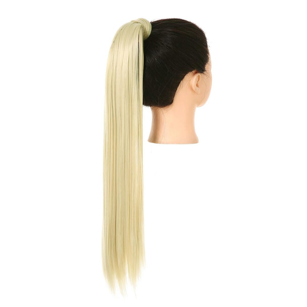 Unisex Synthetic Straight Ponytail Hair Extension Clipin Beach Blonde 24 Inch Ponytail Hairpiece