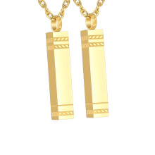 2PCS Engravable Memorial Necklaces Square Cremation-Gold