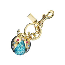 Stylish Ladybugs Keychain With-Gold fancy colored diamon