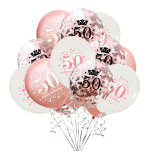 Baloane de ziua de naștere pentru sărbătoare, Baloane pentru ziua de naștere de 50 de ani, Baloane din latex cu heliu și confetti auriu roz