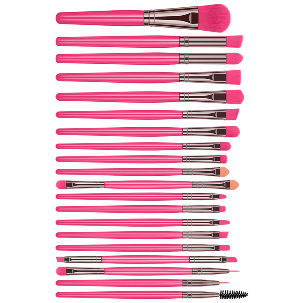 Red 20Pcs Makeup Brush Set For Beginners And-Fluorescent