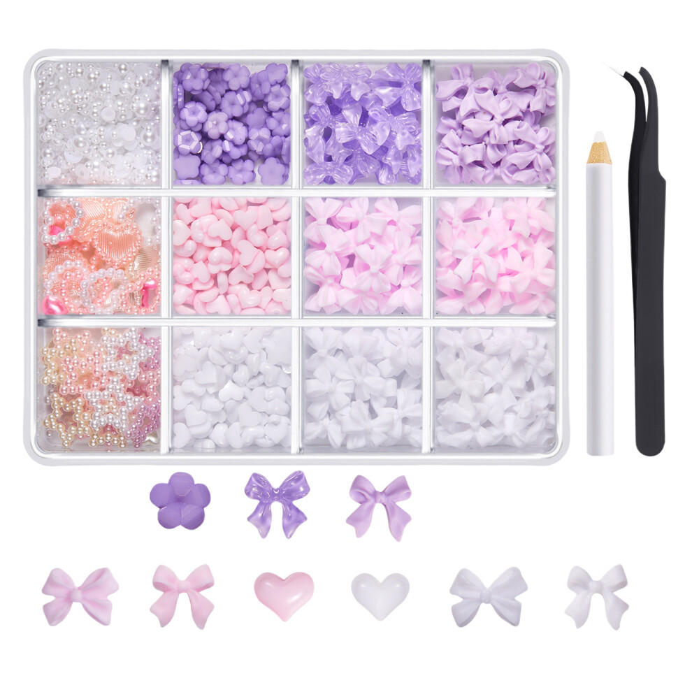 1Box 3D Butterfly Nails Charm Mixed Ribbon Resin-12FH13