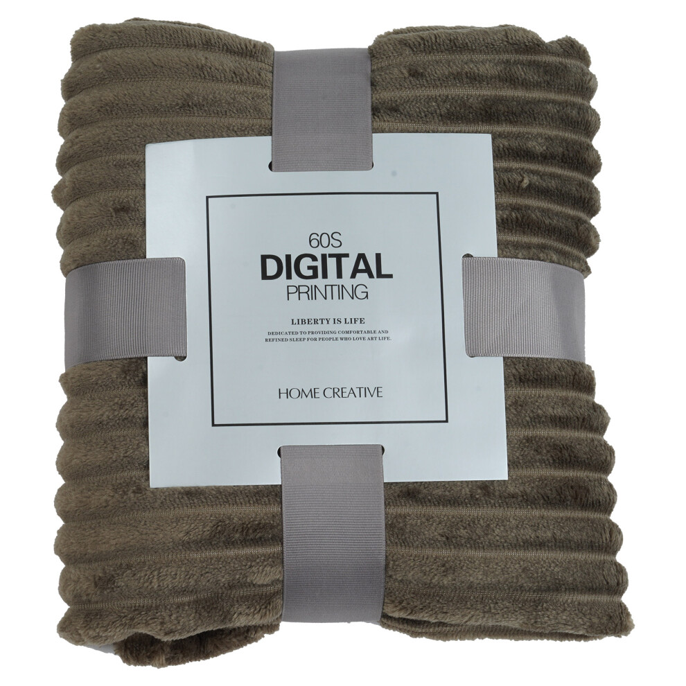 Soft Flannel Blankets For Beds Solid Striped Minks-S Dark/Brown