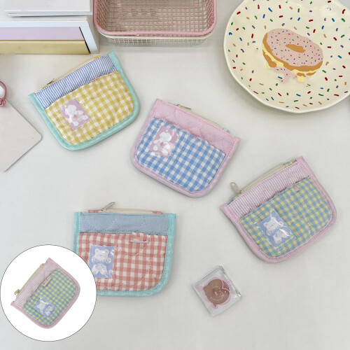 Sweet Patterned Cloth Wallet Organizer For Cards-Green yellow 2
