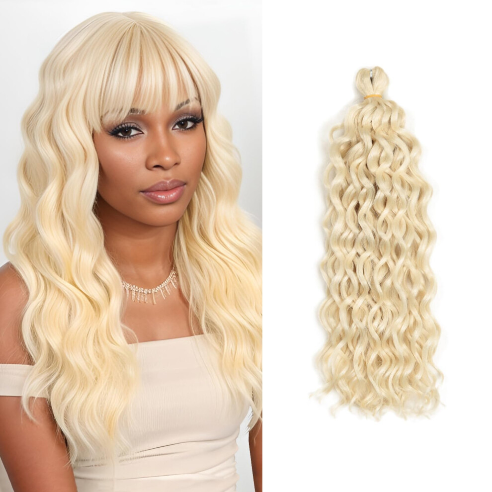 Unisex Crochet Hair Hawaii Curl Ocean Wave Style 18 Inch 3 Packs Ombre 613 Blonde Synthetic Twist Braiding Extensions For Women