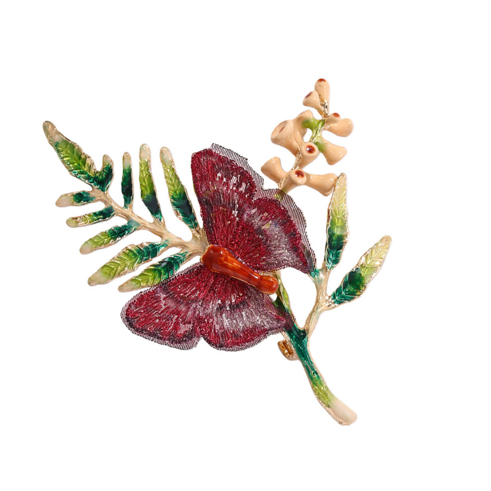 Red Delicate Butterfly Designs Brooch Alloy For Evening Outfit