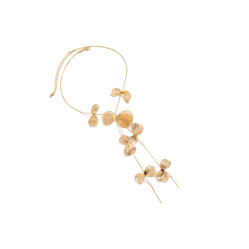 Modern Copper Chain Necklace Featuring Leaf Pendant For-Gold