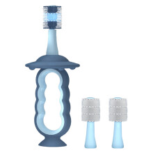 Brosse à dents pour bébé en silicone alimentaire sûr, écologique, avec protection anti-étouffement, manche antidérapant et massage doux des