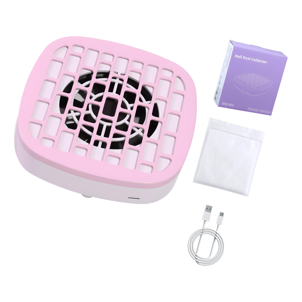 Pink Quiet Nail Dust Absorber Easy Clean Removable Chamber Abs