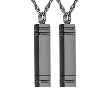 2PCS Stainless Steel Cremation Necklaces Square Ashes-Black