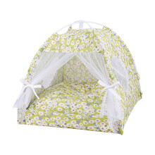 Portable Pet Dogs Cats Tent Breathable Teepee for-green daisy M