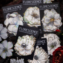 Artículos esenciales para diarios artísticos, pegatinas de flores grandes de colores vibrantes con contornos holográficos dorados, 120 piezas para