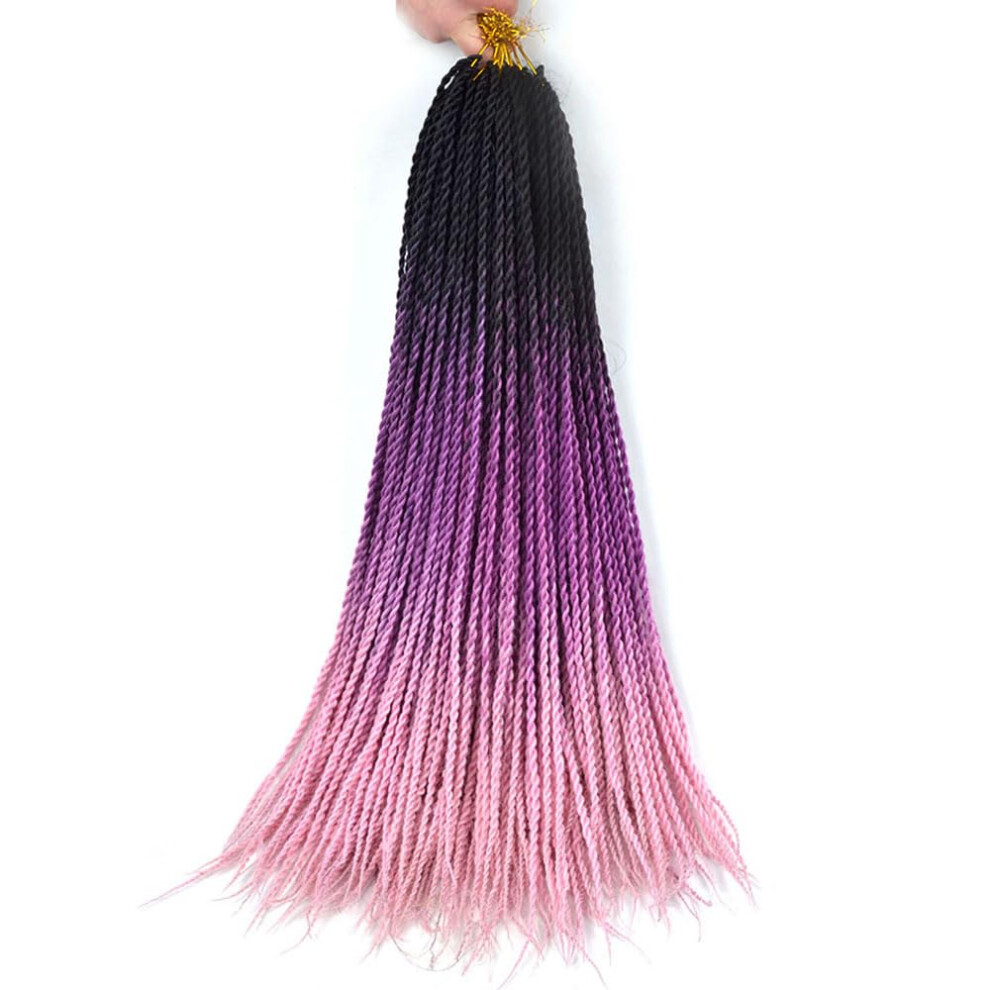 Unisex 24Inch Ombre Box Braids Crochet Hair Long Prelooped Synthetic Braiding Extensions For Women And Girls