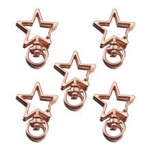 5 stuks stervormige zinklegering sleutelhanger-Roze gouden ster