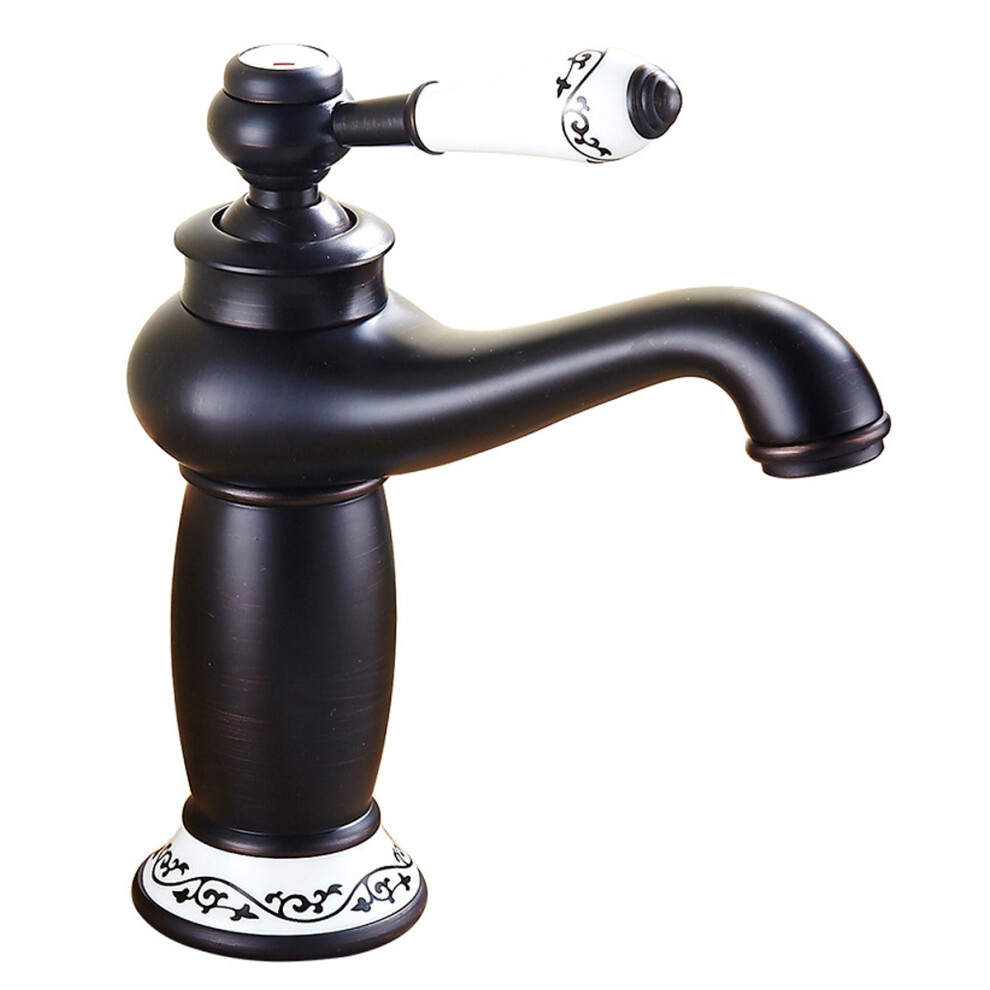 Antique Brass Bathroom Faucet, Elegant Blue White Porcelain Design Hot Cold Control, Quick Installation For Bathroom Sink Vanity 9466005063111