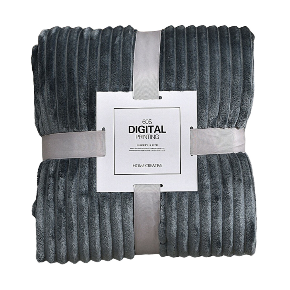 Solid Soft Flannel Blankets For Beds Striped-M Size Dark/Gray