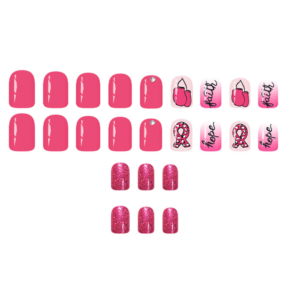 24PCS Glitters Polkas Dot Artificial Nail Burgundys Ribbon