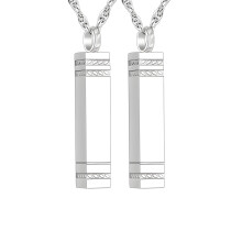 2 Pack Cremation Keepsake Necklace Stainless Steel-Silver