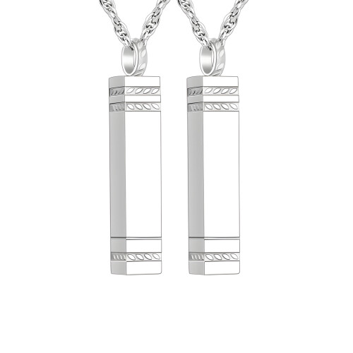 2 Pack Cremation Keepsake Necklace Stainless Steel-Silver