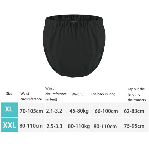 Soft Polyester Incontinence Diaper Pants-Black Purple 2XL 1