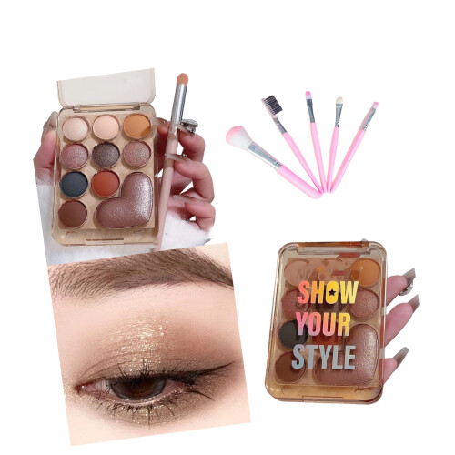 10 Shade Cosmetic Eyeshadow Palette Includes 5 Brushes for-02