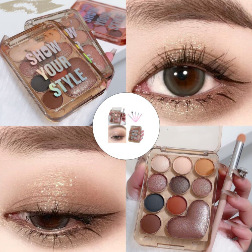 10 Shade Cosmetic Eyeshadow Palette Includes 5 Brushes for-02 2
