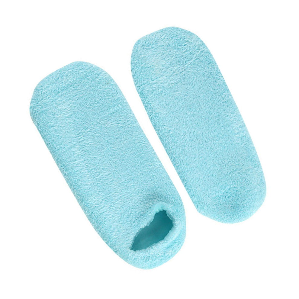 Plushes Gels Lined Foot Socks With Vitamin E Jojoba Oil-Blue