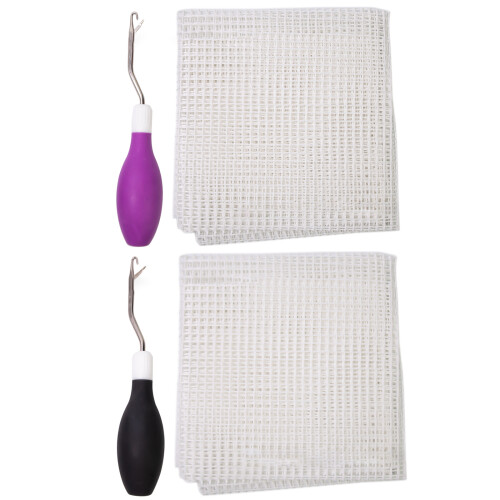 Bent Locking Hook Crochet Needle with Mesh Canvas for-Purple 1