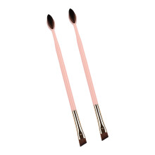 Double Angled Brow Brushes Ergonomic Handle For Everyday-Pink