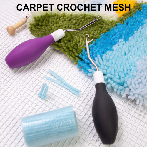 Bent Locking Hook Crochet Needle with Mesh Canvas for-Purple 2