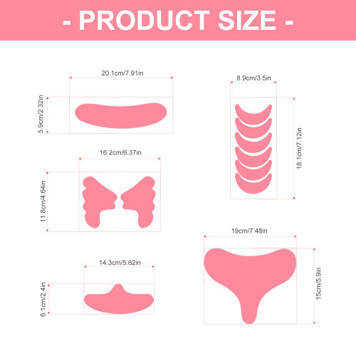 Reusable Silicone Forehead Wrinkle Pads 11Piece Set-Dark pink 2