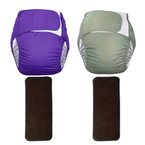 Secure Reusable Incontinence Pants For Elderly-Purple gray XL