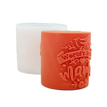 Moule à bougie en Silicone, cylindre de Relief, en ciment,-D430