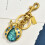 Rhinestones Ladybugs Keychain Sturdy Metal-Silver blue 6