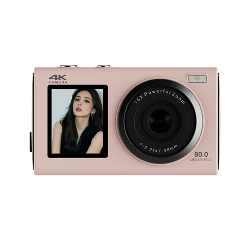 4K Double Screen 80MP Digital Camera Multiple Shootings-Pink
