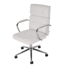 Swivel & Height Adjustable Office Chair with High Back, White
