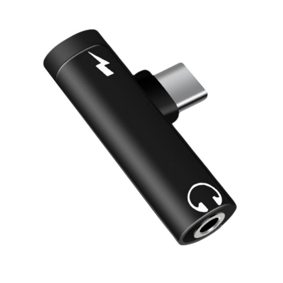 3.5Mm Earphone Aluminum Alloy Dualport Charging Link For Smartphone Black 9339159640272