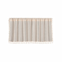 Vintage chique woondecoratie voor keuken en badkamer, shabby macramé gordijnvalance met boho doorschijnende kanten details, semi-transparant linnen