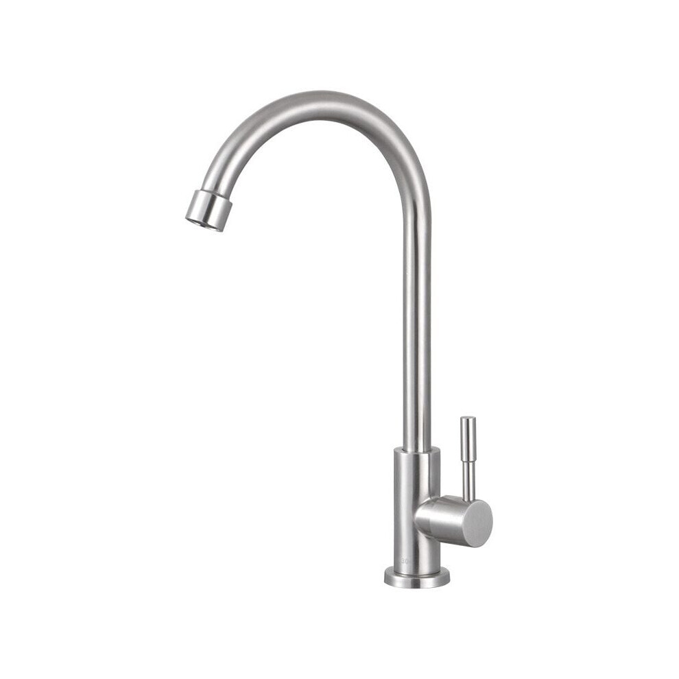 Brushed Nickel Finish Faucet, Stainless Steel 360 Degree Swivel Single Temperature Water Tap, Drip-Free Performance Sus304 High Arc Spout For Kitchen 9466005069380