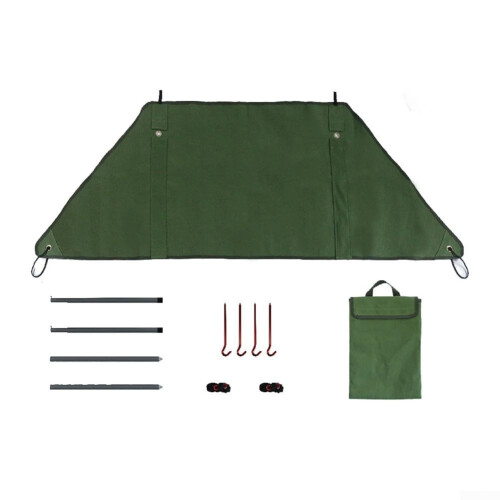 Camping Windbreak Foldable Canvas Screen Size M With Ground Spikes For Enhanced Stability
