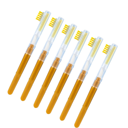 6Pieces Triple Function Eyelashes Grooming Tools Compact-Gold
