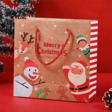 Realza tus regalos navideños con bolsas Kraft reutilizables, base cuadrada que garantiza estabilidad, asa de papel retorcida para facilitar el